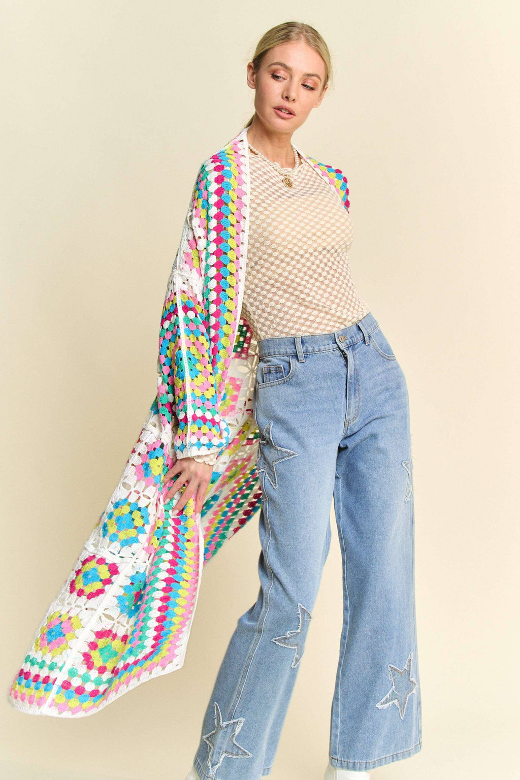 Colorburst Crochet Duster Cardigan - BFF Here