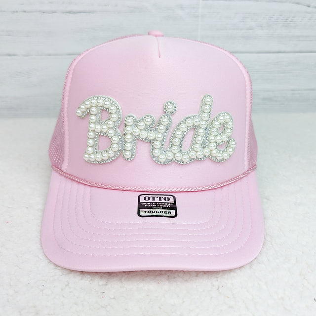 Glam Bride Pink Pearl Trucker Hat - BFF Here