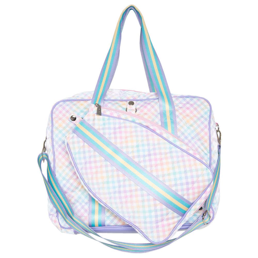 Rainbow Gingham Pickleball Paddle Bag - BFF Here