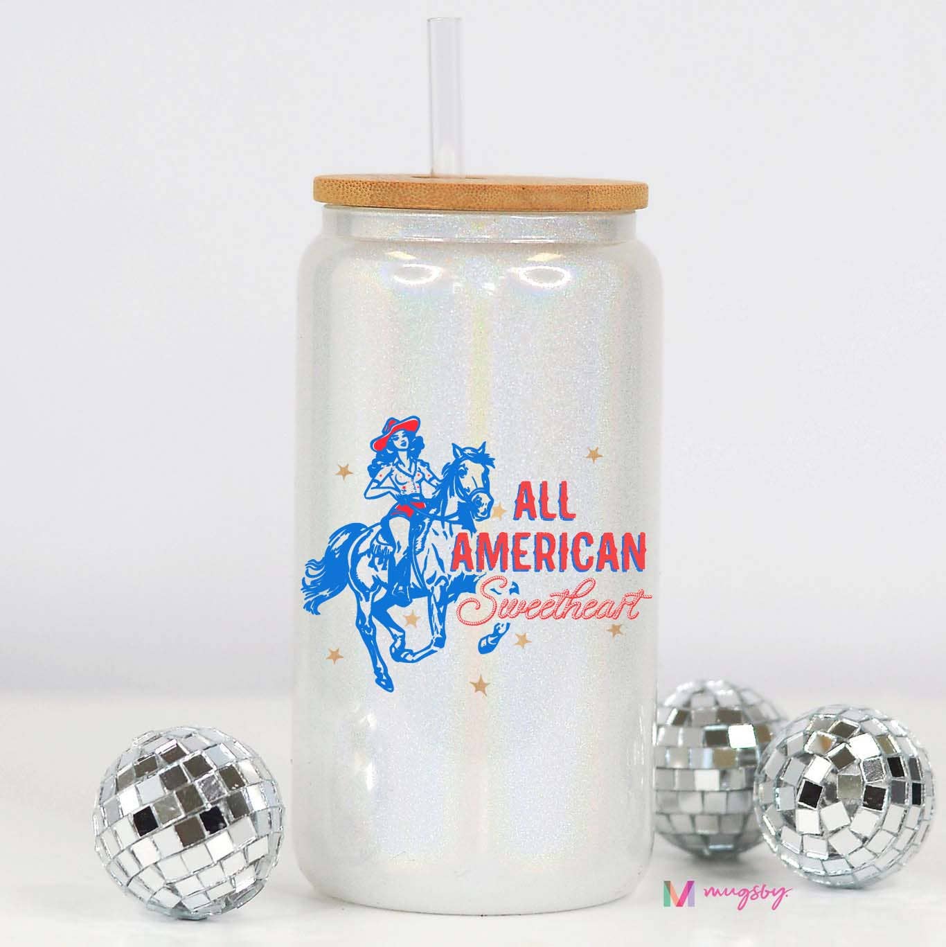 PREORDER: Stars, Stripes & Sparkle: All-American Sweetheart Glass Cup (Ships Beginning of April) - BFF Here