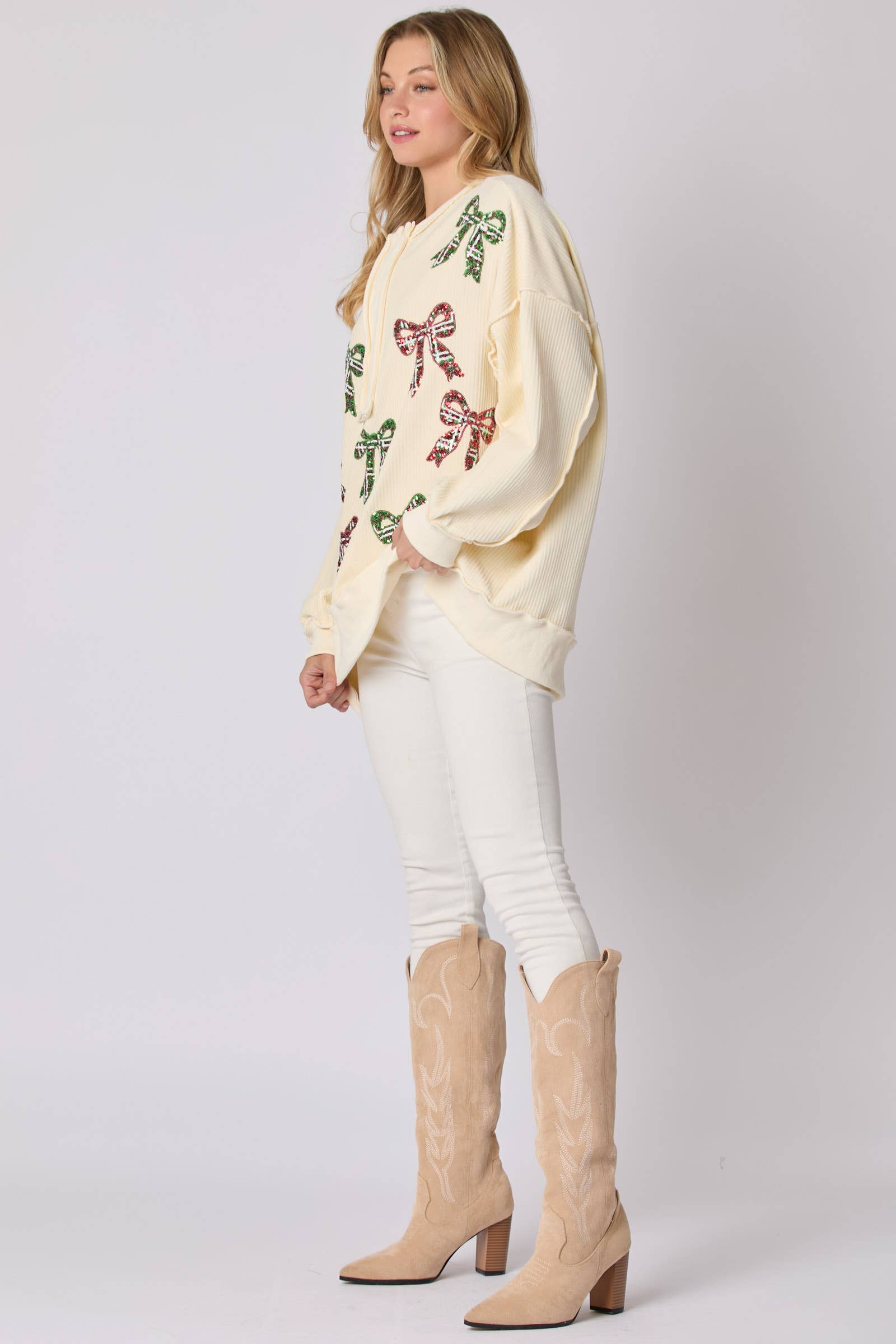 Bows and Bliss Corduroy Sweatshirt - BFF Here