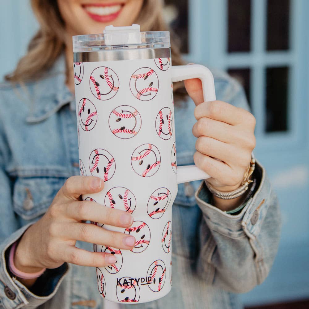 Baseball Happy Faces Stainless Steel Tumbler Cup - BFF Here