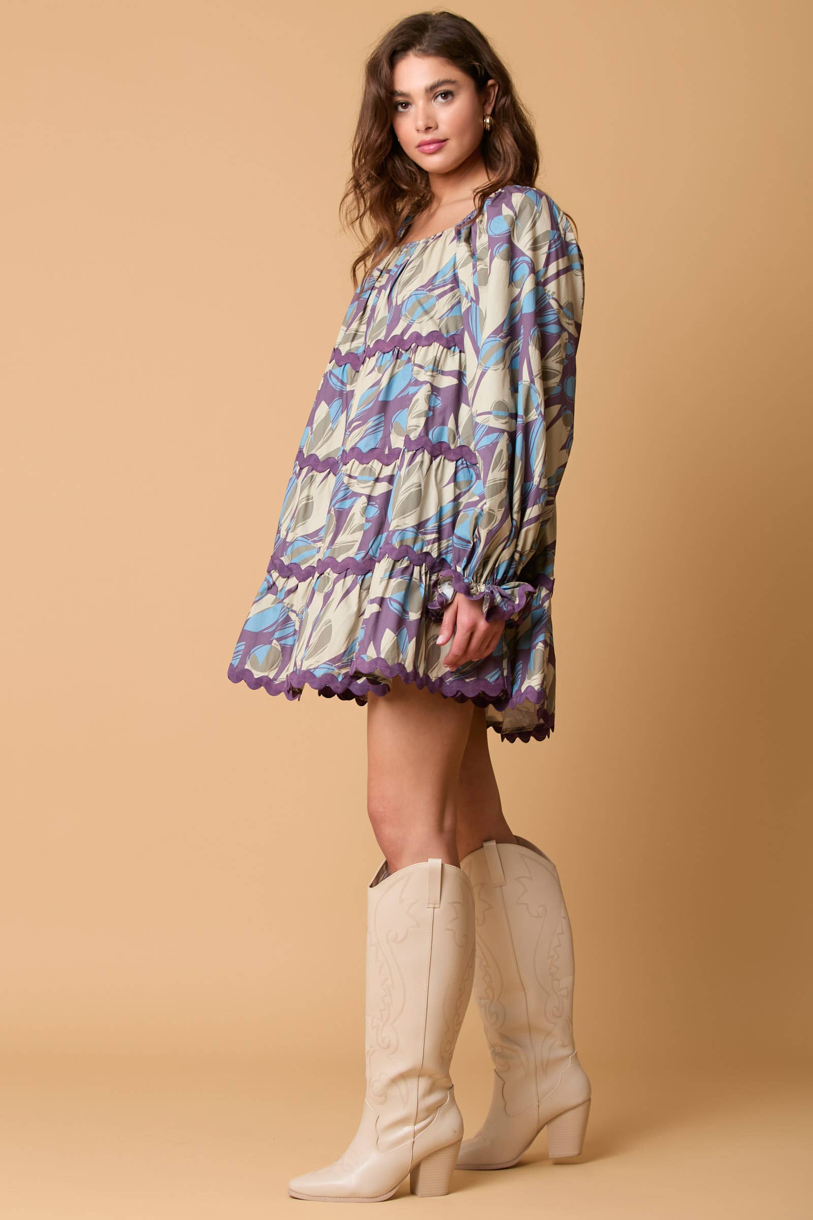 Boho Bloom Puff Sleeve Mini Dress - BFF Here