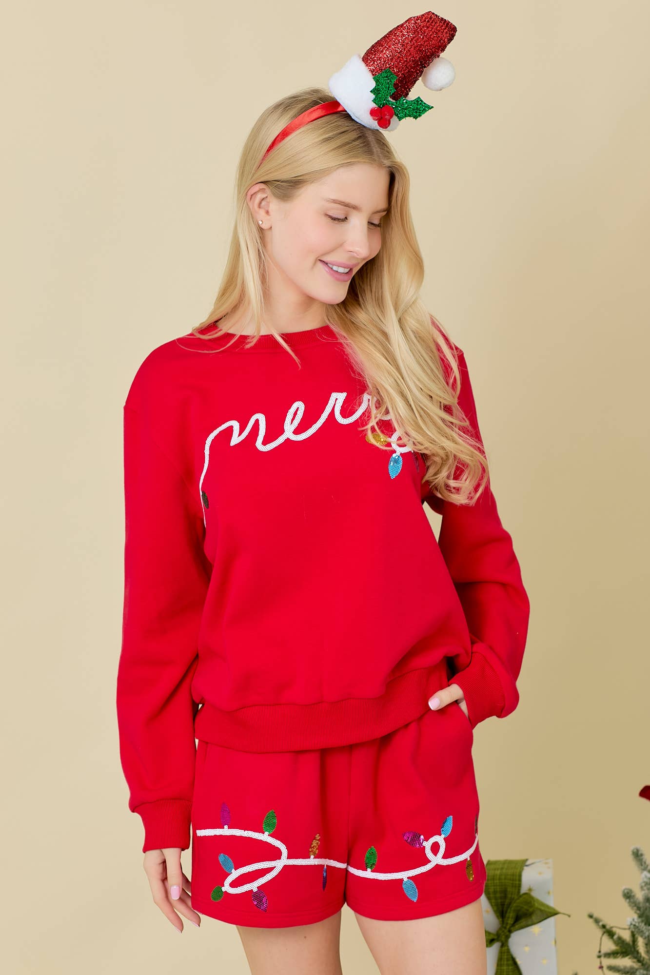 Merry Sequined Letter with Christmas Knit Top - BFF Here