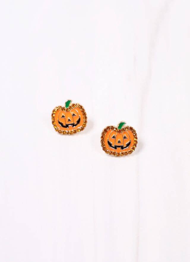 Smiling Jack o Lantern Earring ORANGE - BFF Here