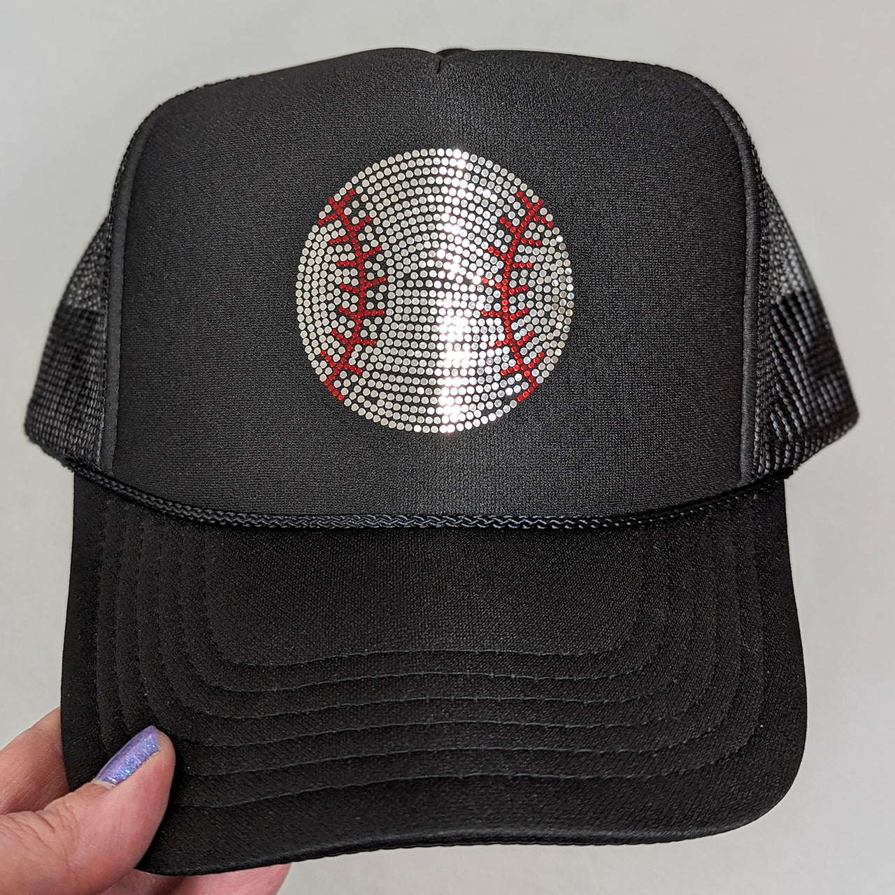 Home Run Sparkle Rhinestone Baseball Trucker Hat - BFF Here