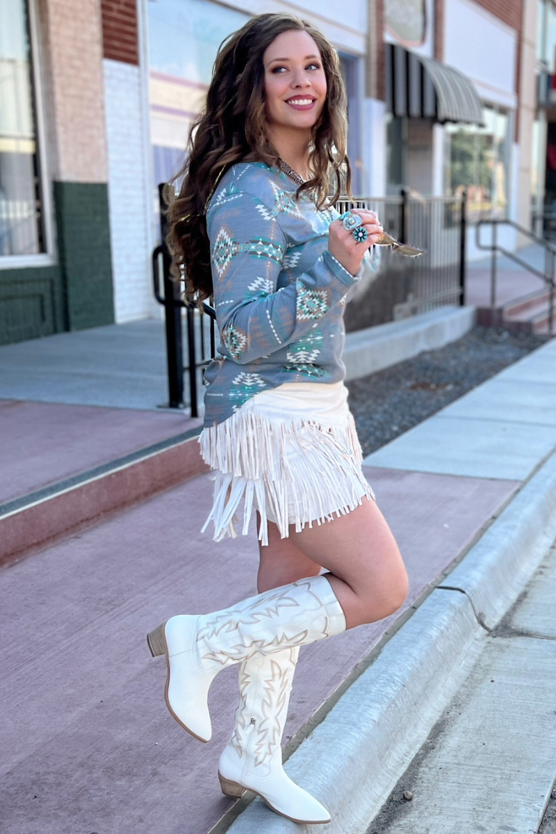 Fort Worth Fringe Skirt by Sterling Kreek / Cream - BFF Here