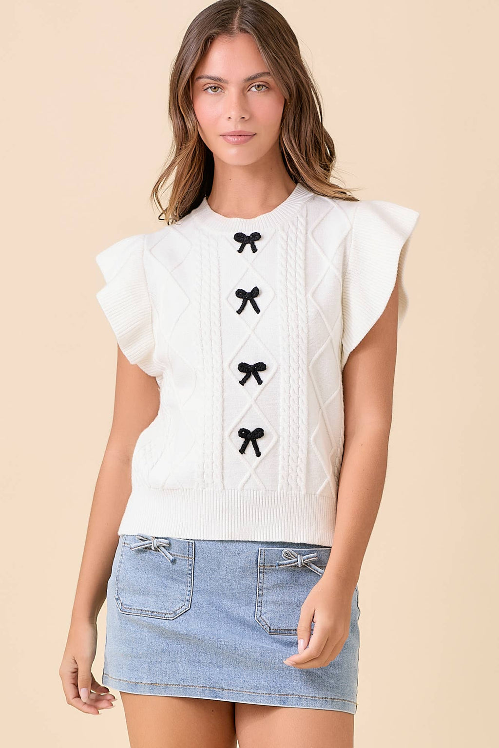 Bowtastic Ruffle Sleeve Sweater - BFF Here