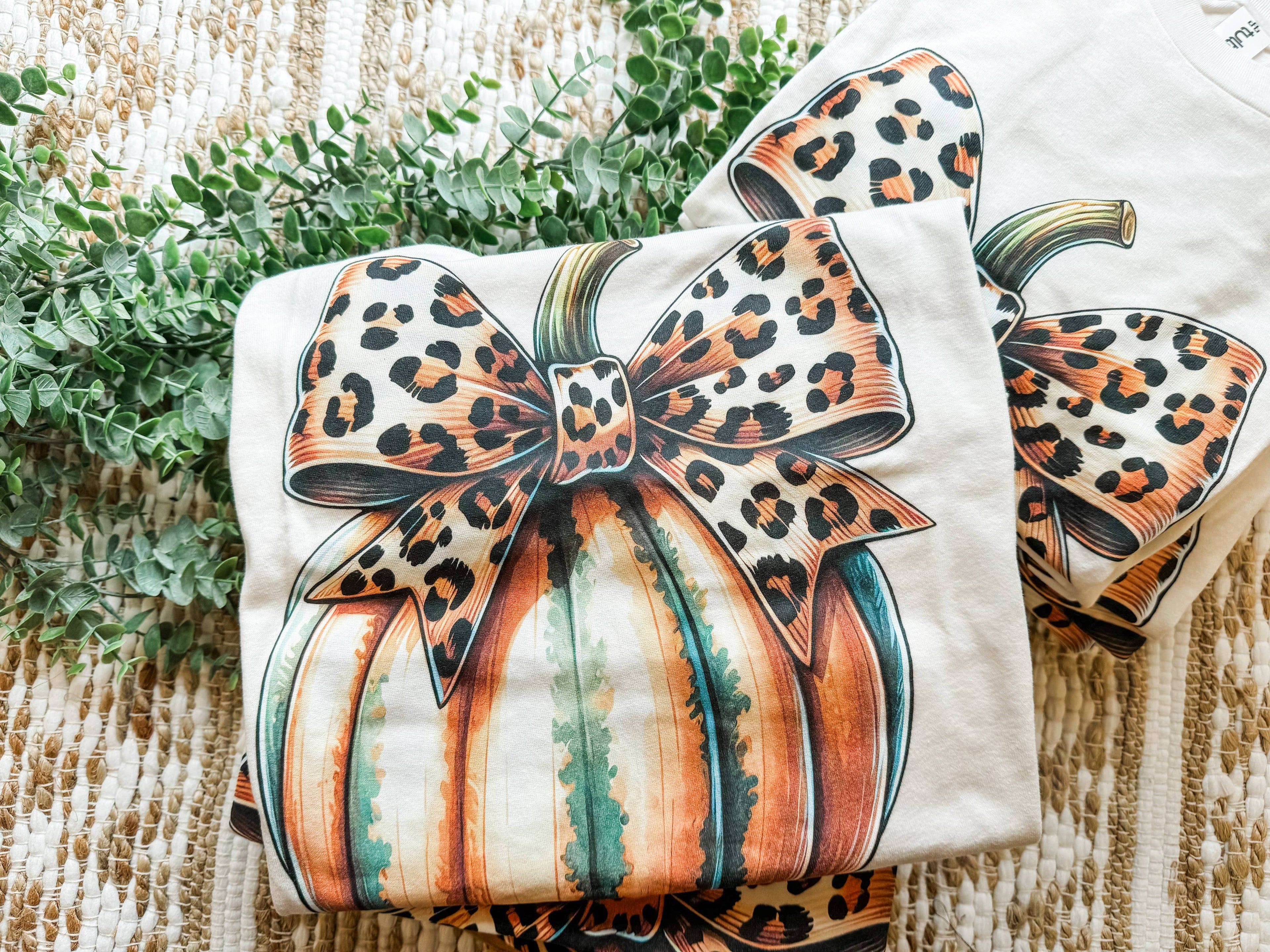 Pumpkin Glam Leopard Bow Tee - BFF Here