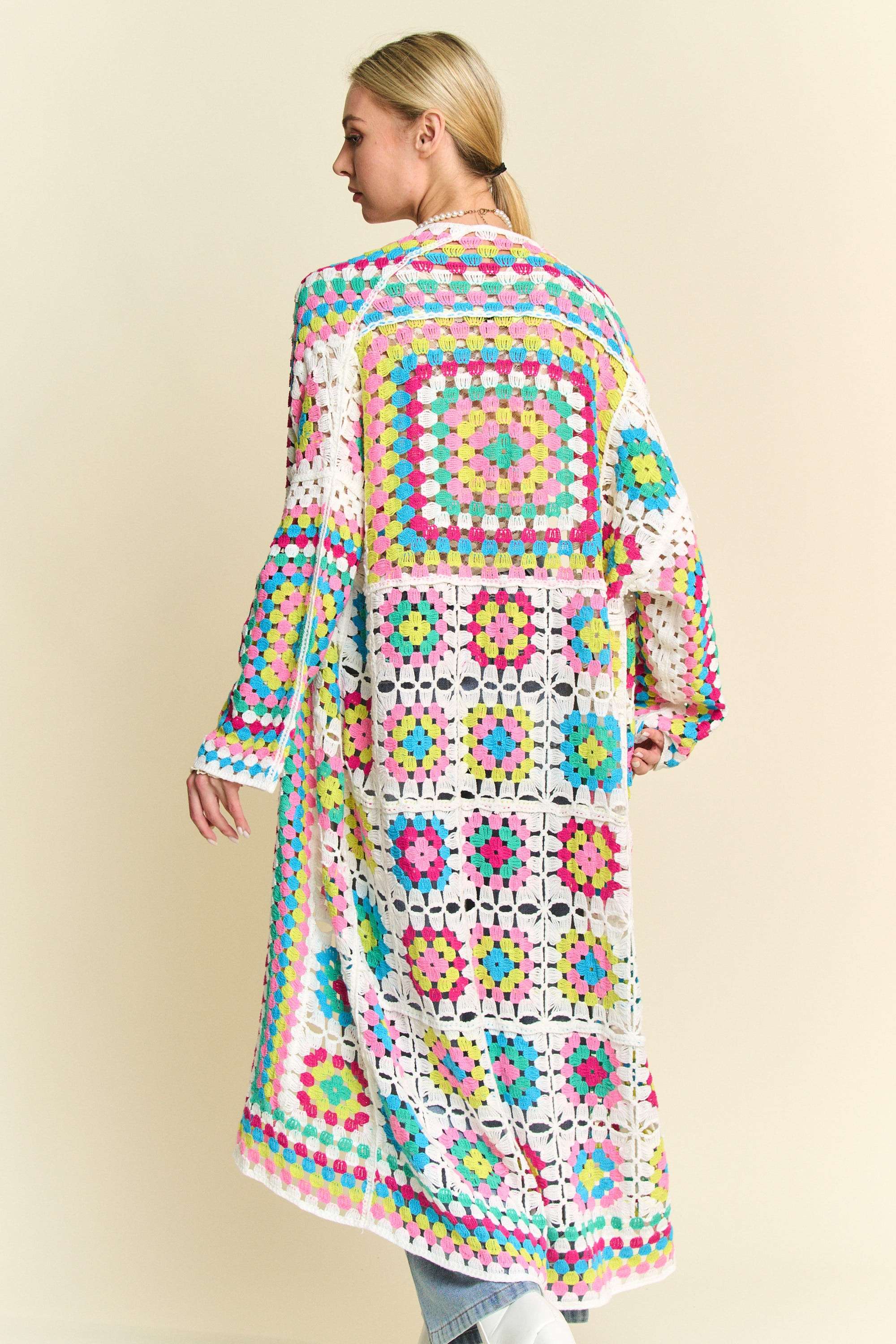 Colorburst Crochet Duster Cardigan - BFF Here