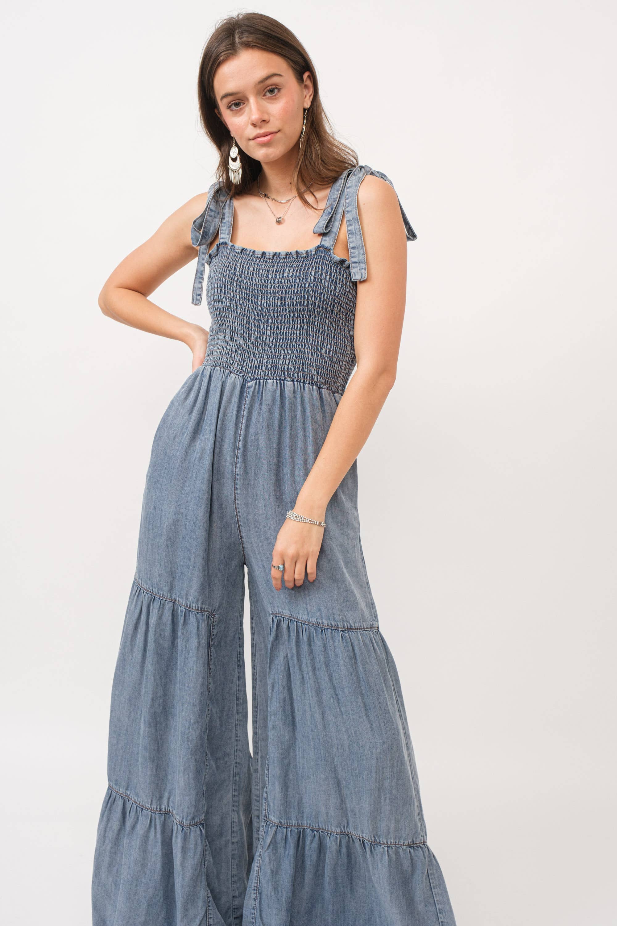 Denim Dreams Smocked Jumpsuit - BFF Here