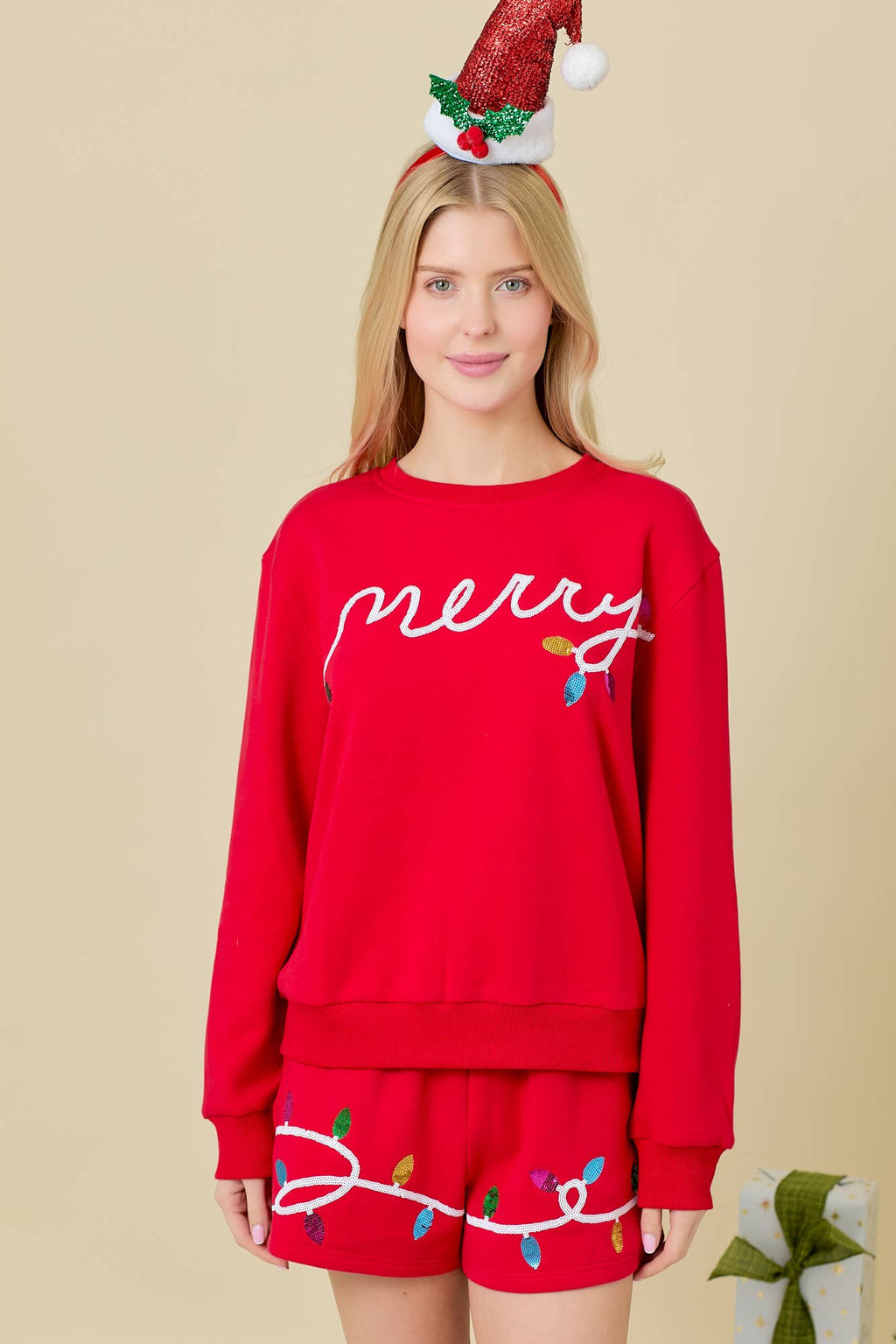Merry Sequined Letter with Christmas Knit Top - BFF Here