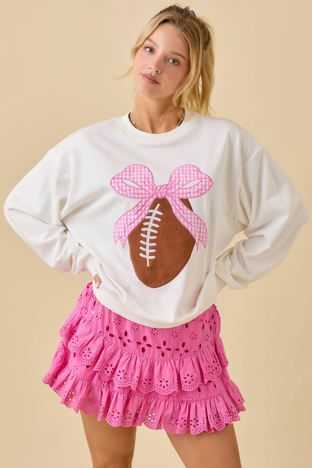 Touchdown & Tied with a Bow Sweatshirt by Main Strip - BFF Here