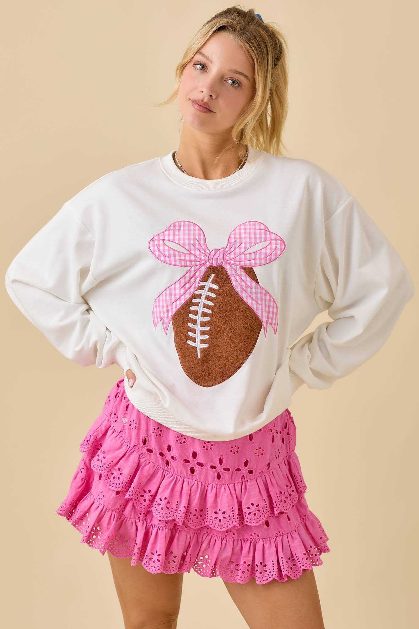 Touchdown & Tied with a Bow Sweatshirt by Main Strip - BFF Here
