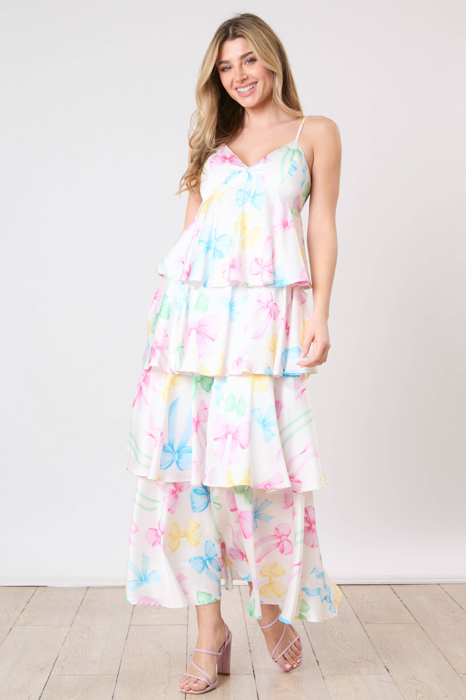 Bowtiful Dreams: Pastel Tiered Maxi Dress - BFF Here