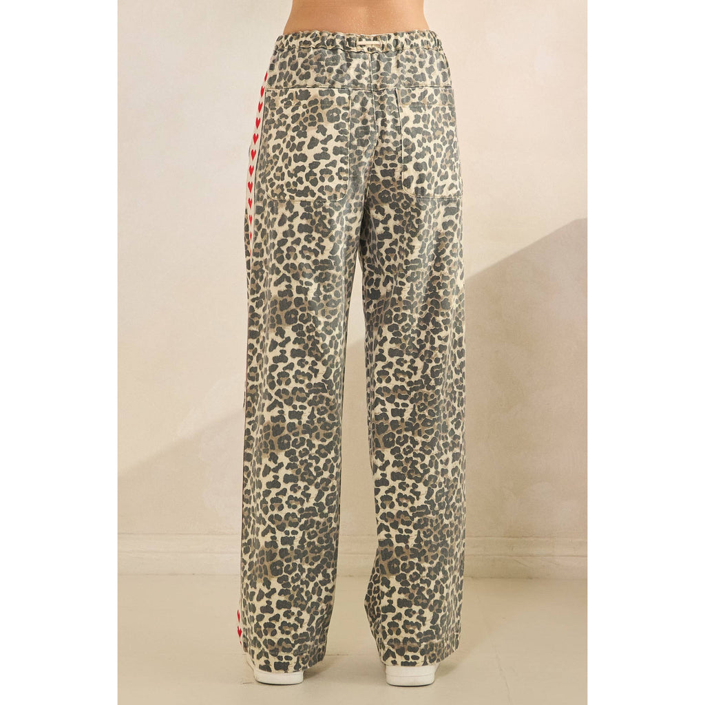 Leopard Printed Striped Wide Legged Pants - BFF Here