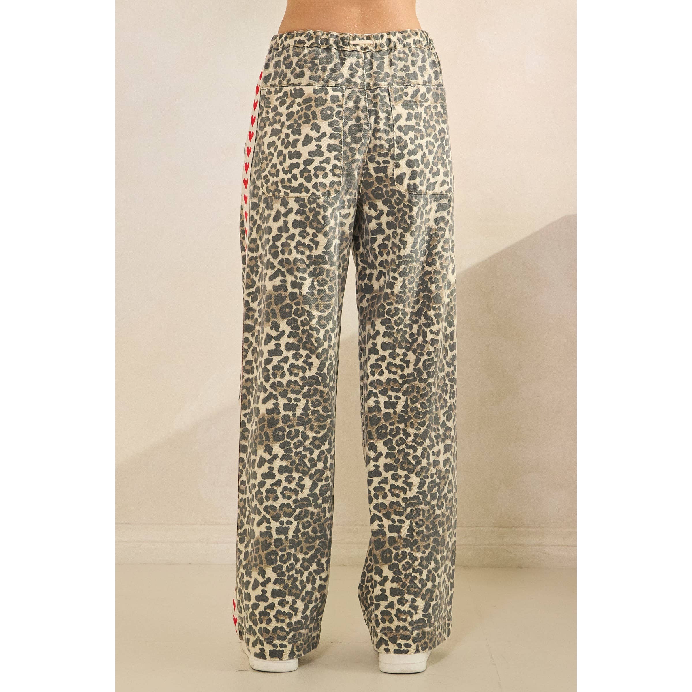 Leopard Printed Striped Wide Legged Pants - BFF Here