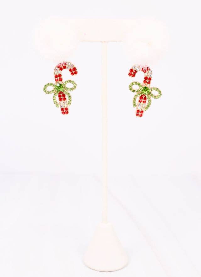 Candy Cane Pom Earring RED MULTI - BFF Here