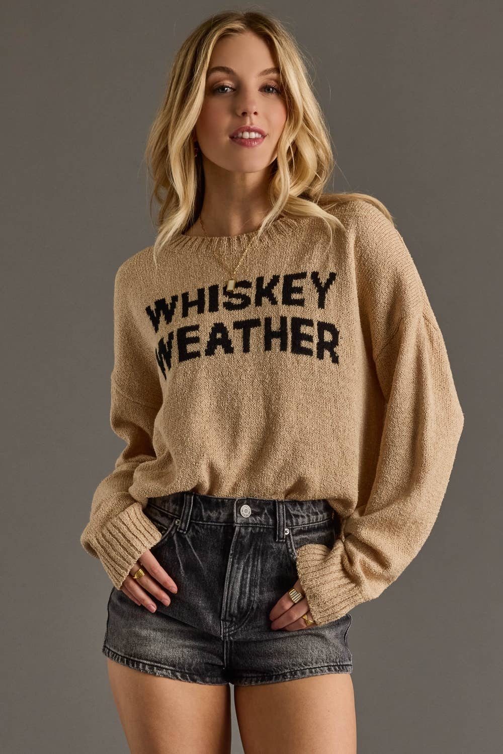 PREORDER: Tan Whiskey Weather Lightweight Sweater by Panache (ETA: Late November) - BFF Here