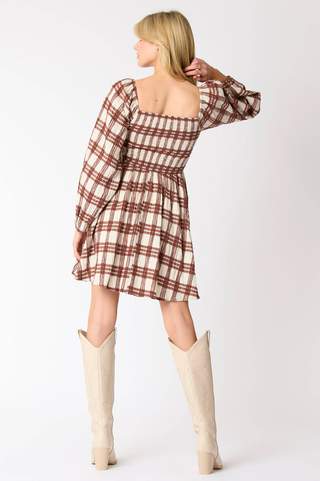 Check Pattern Tied Strap Detail on Bust Mini Dress - Preorders - BFF Here