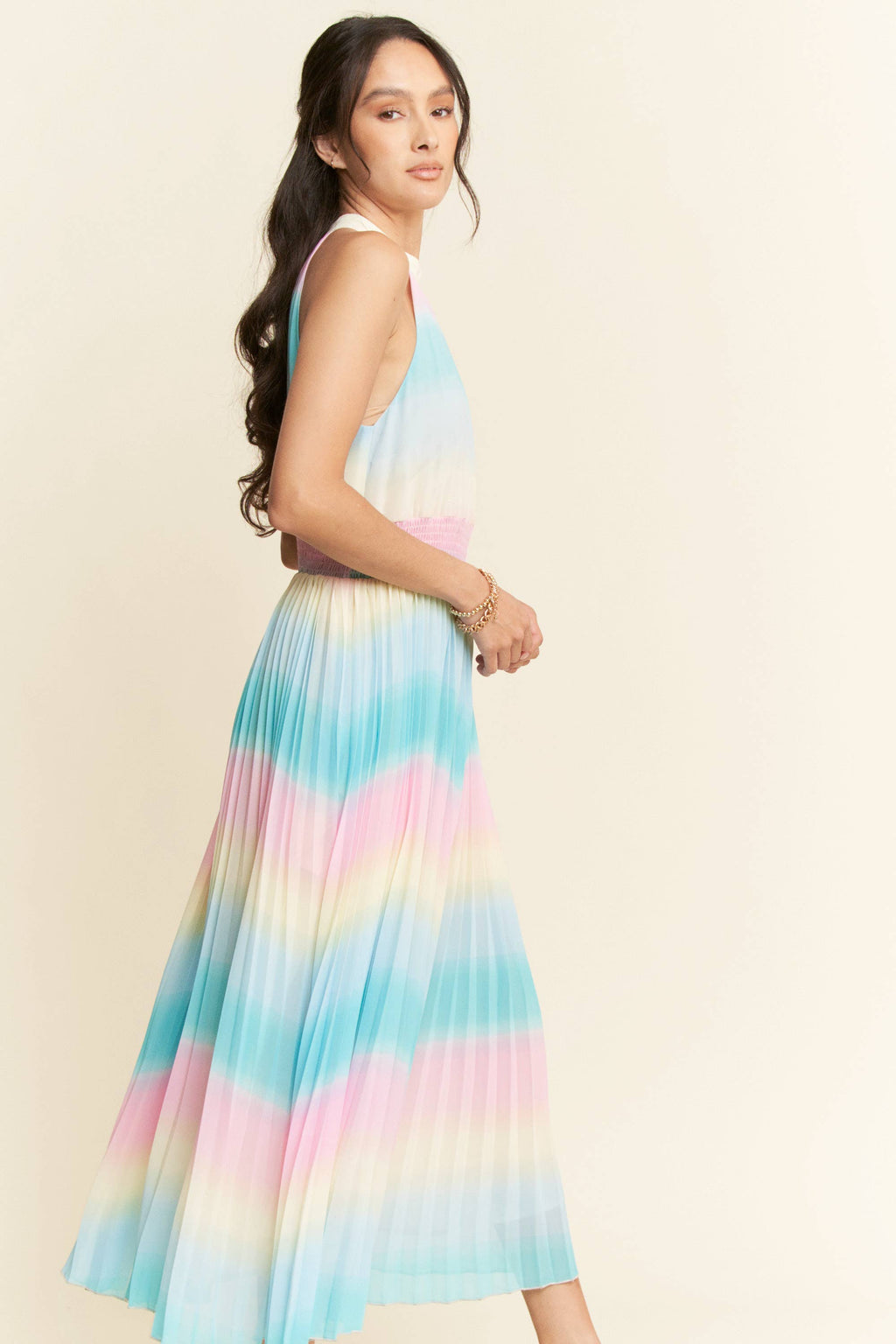 Pastel Dreams Pleated Maxi Dress - BFF Here