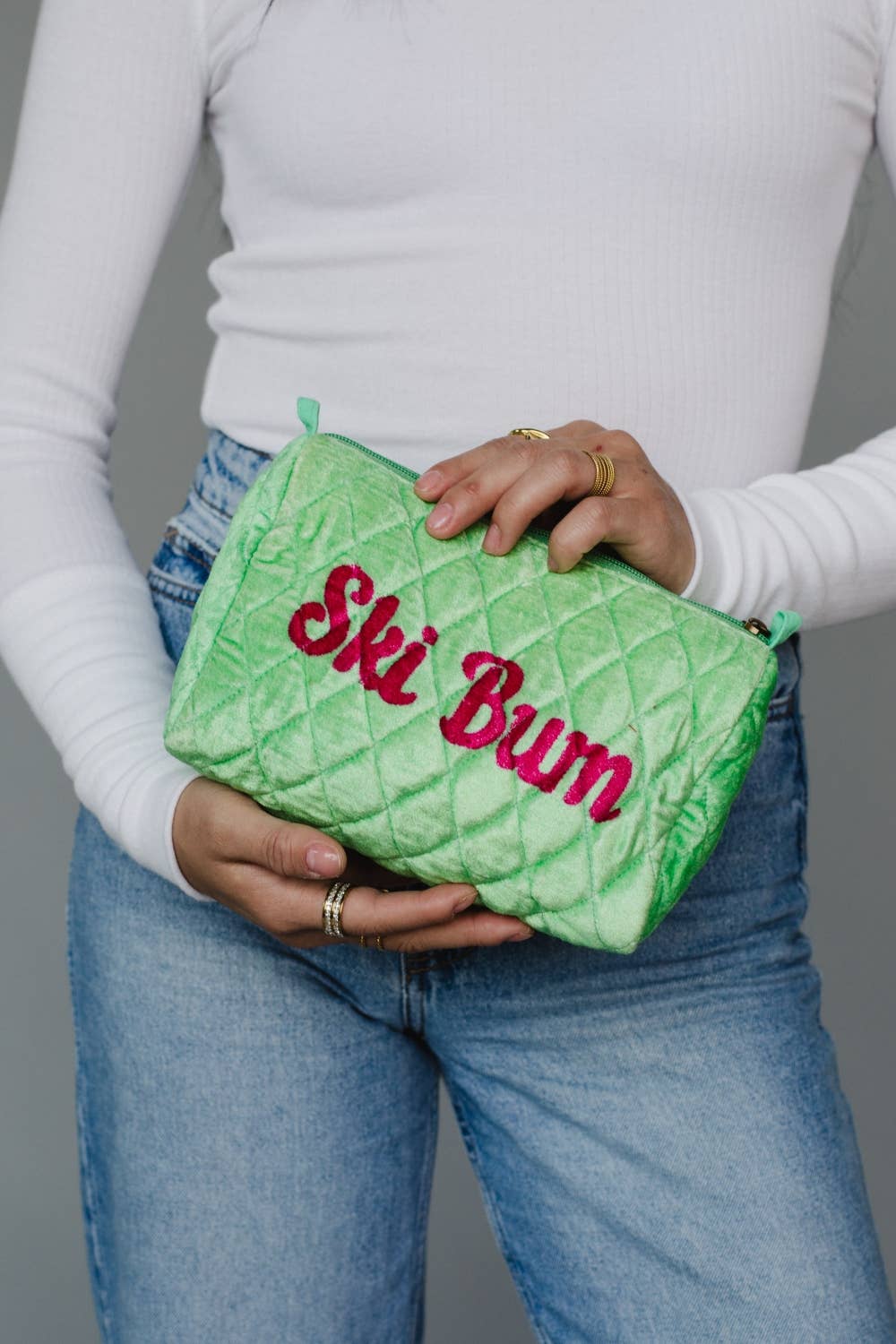 Green & Pink Ski Bum Travel Pouch by Panache - BFF Here