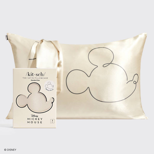 Kitsch & Mickey and Minnie Satin Pillowcase / Mr. Mouse — Cream - BFF Here