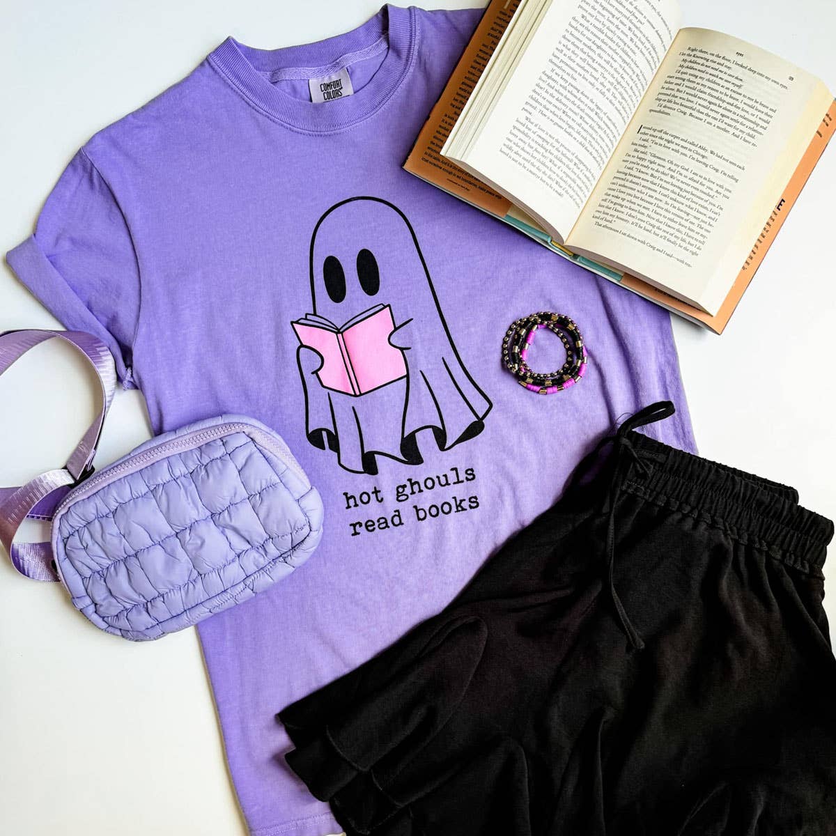 Hot Ghouls Read Books Halloween Tee - BFF Here