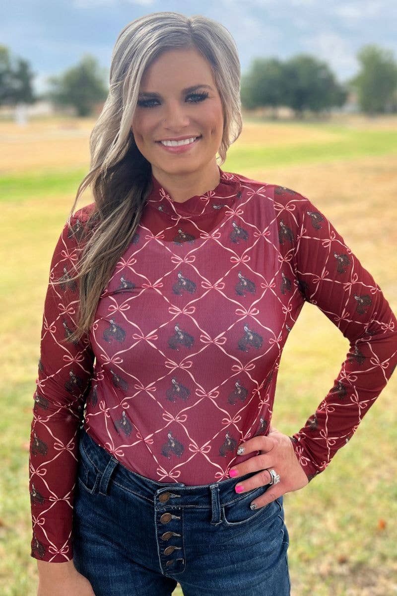 Bronc & Bows Mesh Top by Sterling Kreek - BFF Here