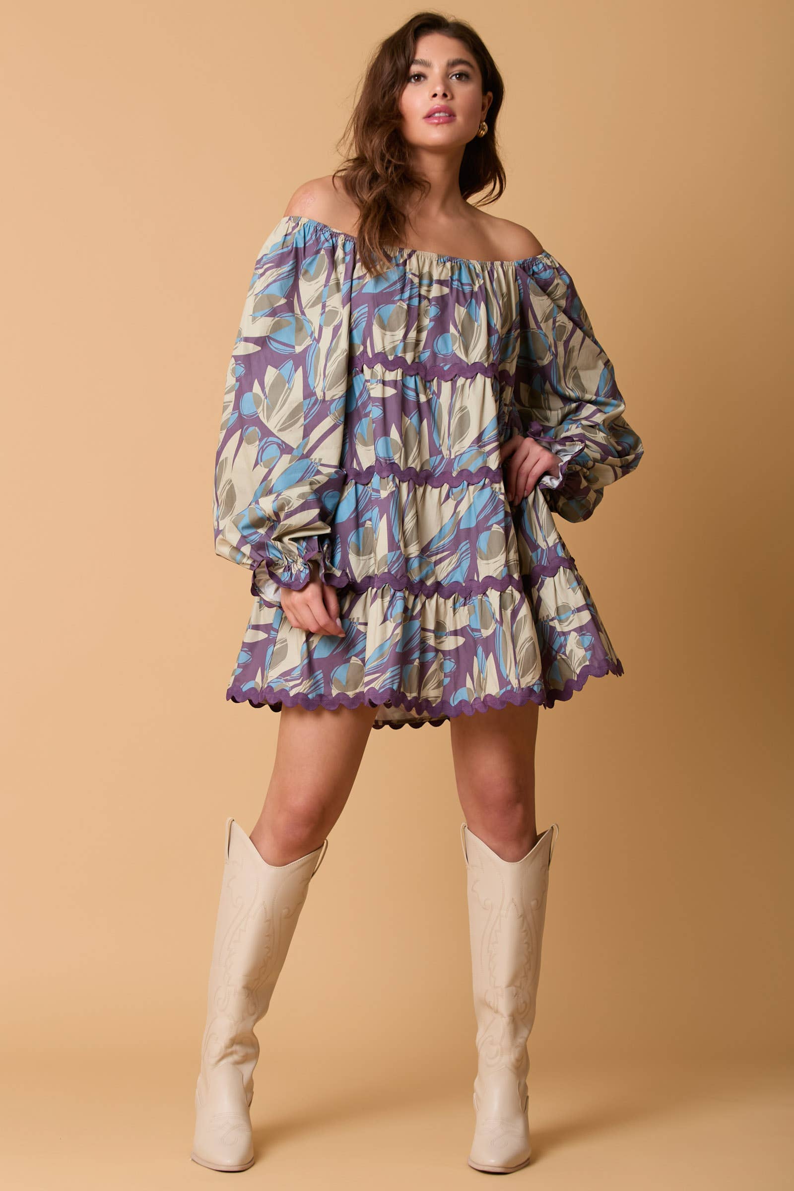 Boho Bloom Puff Sleeve Mini Dress - BFF Here