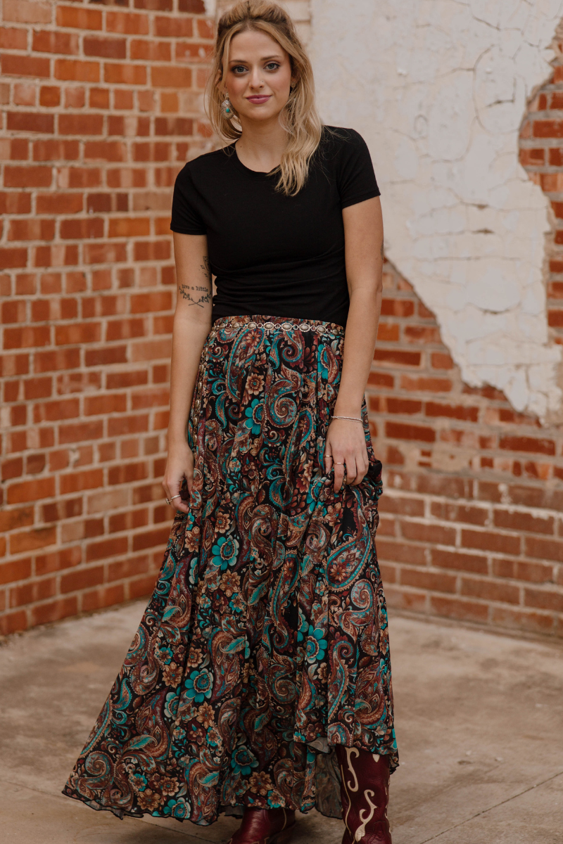 Sagebrush Swirl Maxi Skirt by Sterling Kreek