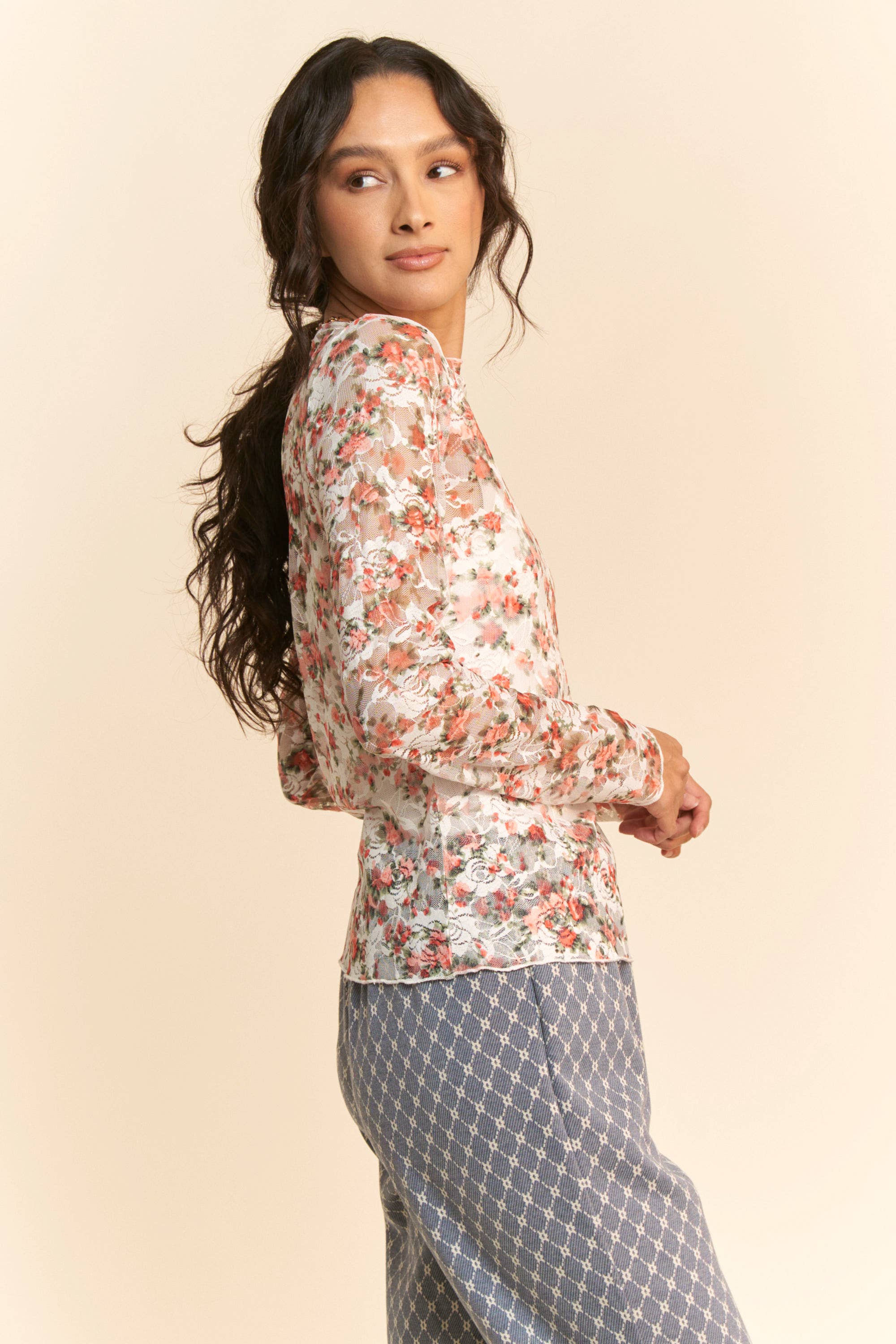 Vintage Floral Charm Mesh Top / Choice of Color - BFF Here