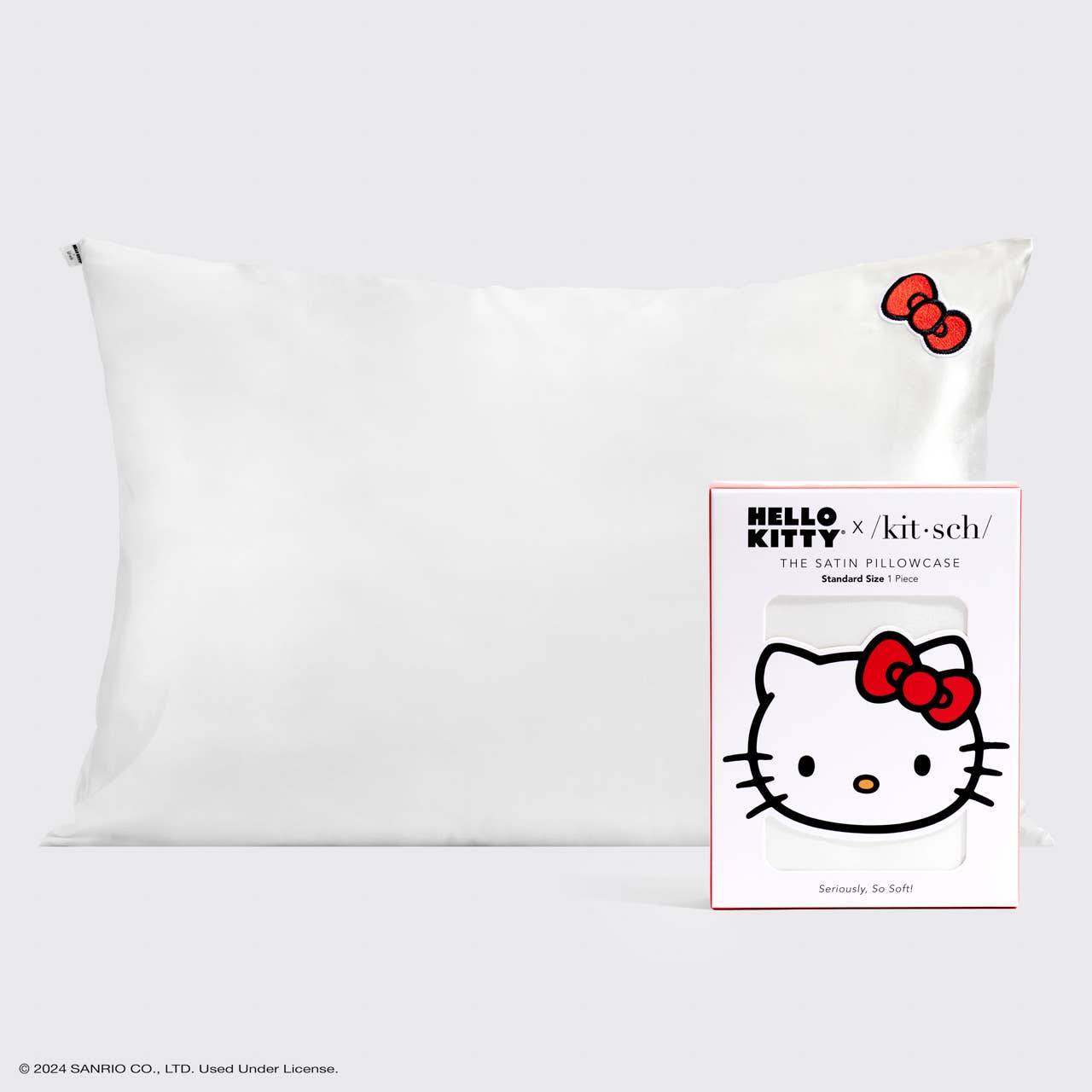 Hello Kitty x Kitsch Pillowcase Standard - Solid Ivory Kitty Bow - BFF Here