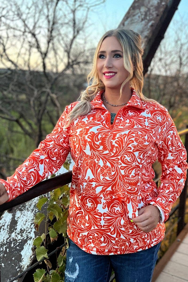 Tailgate Party Pullover Orange & White by Sterling Kreek - BFF Here