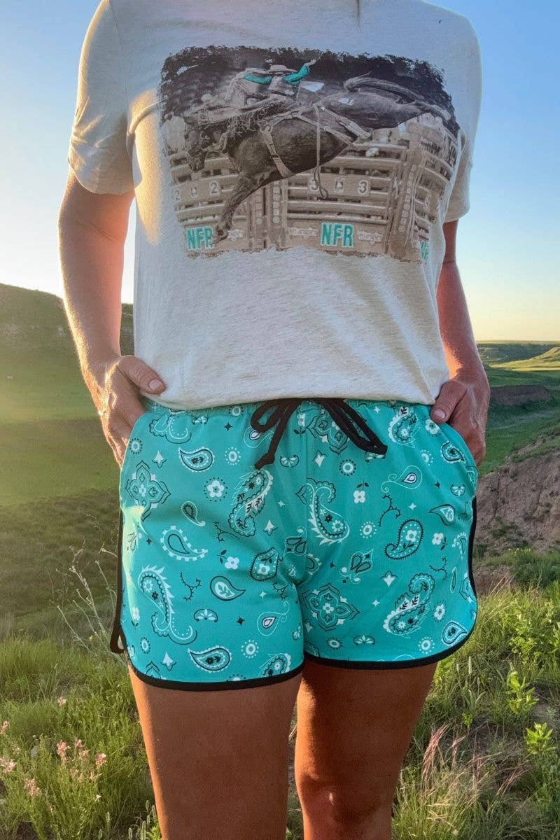 Bandana Babe Turquoise Shorts by Sterling Kreek - BFF Here