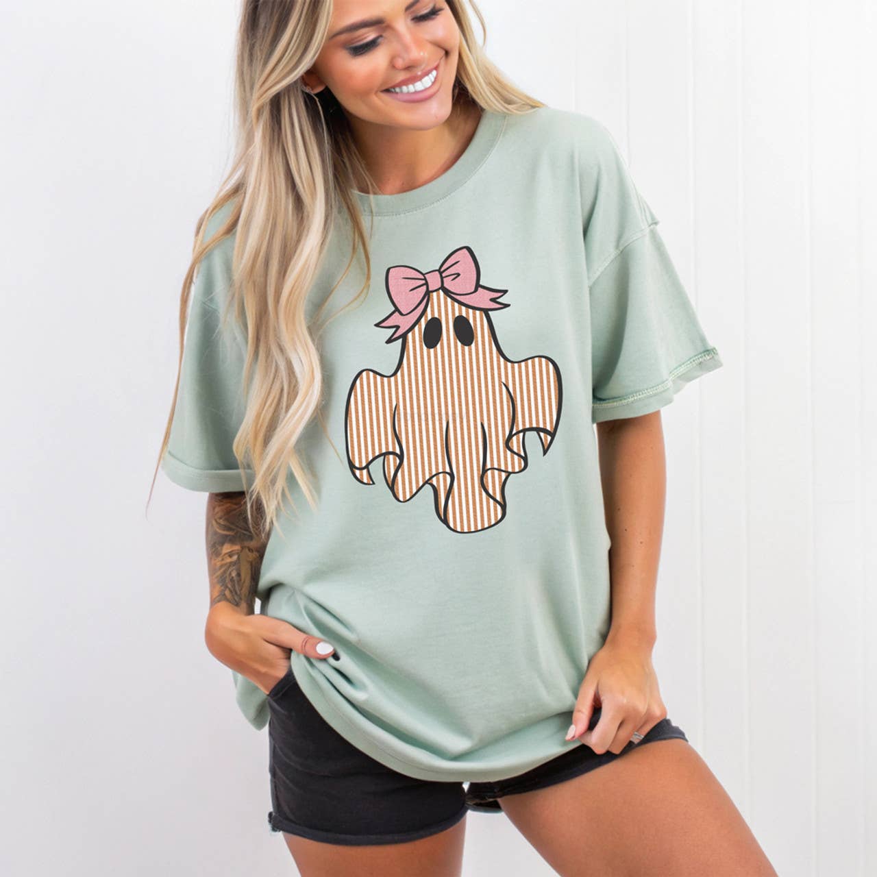 Brown Seersucker Ghost Tee - BFF Here
