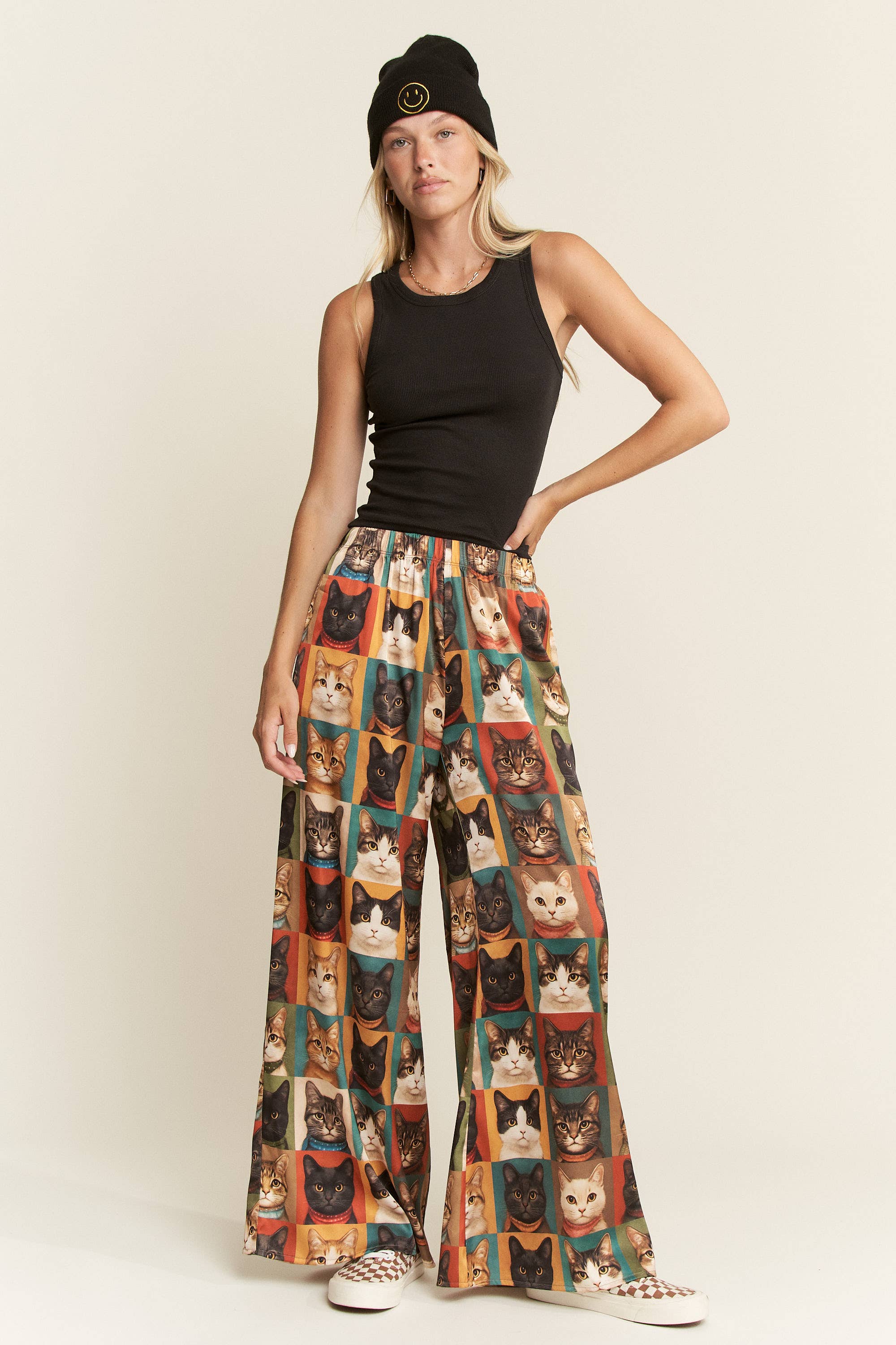 PREORDER: Cat Portrait Wide Leg Satin Pants by Jade by Jane (ETA: End of September) - BFF Here