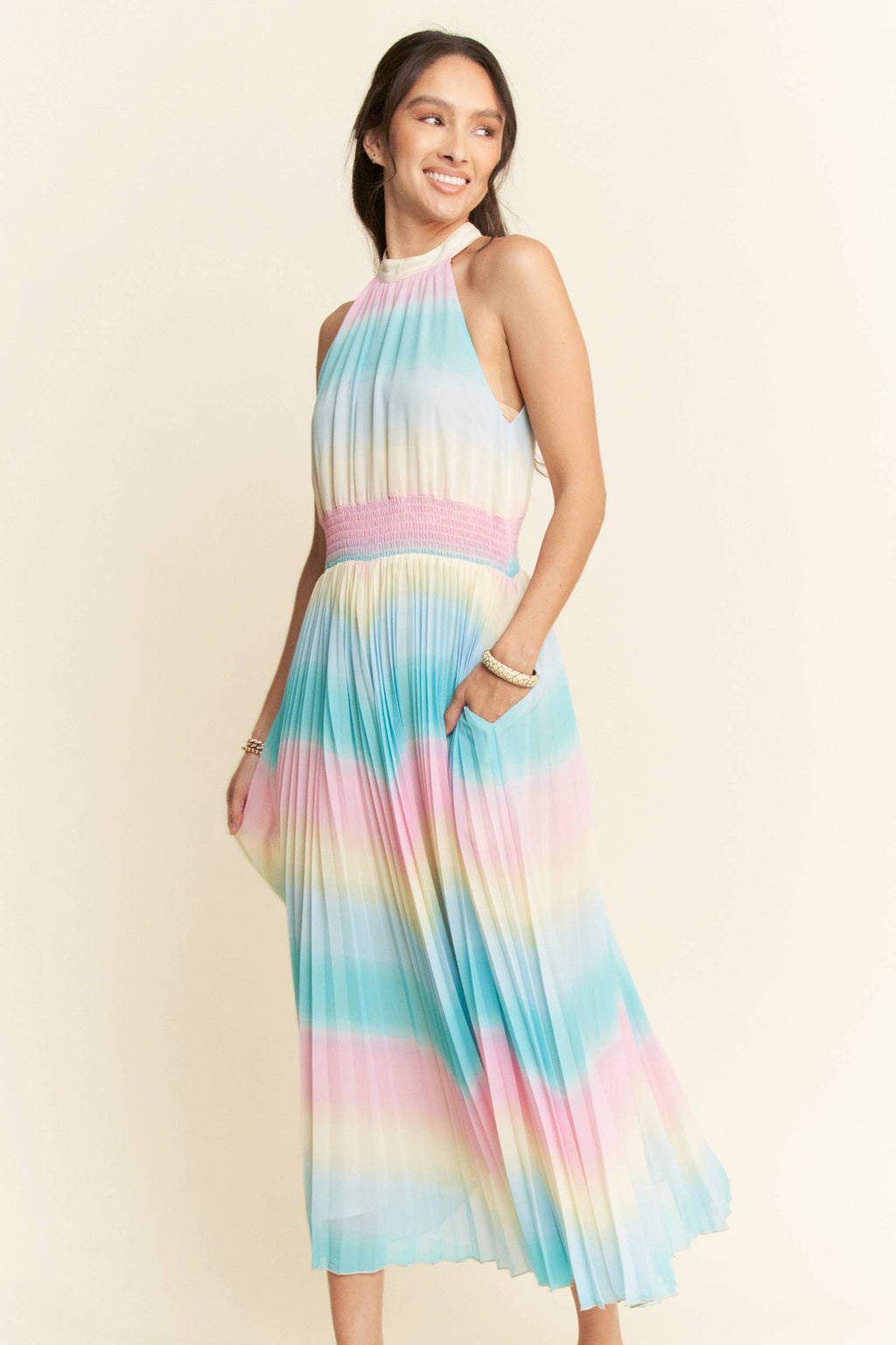 Pastel Dreams Pleated Maxi Dress - BFF Here