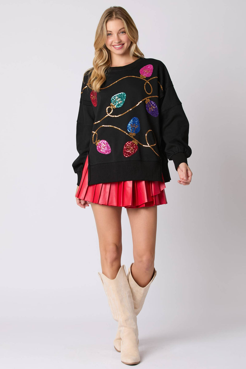Festive Lights Sequin Sweatshirt / Choice of Color - BFF Here