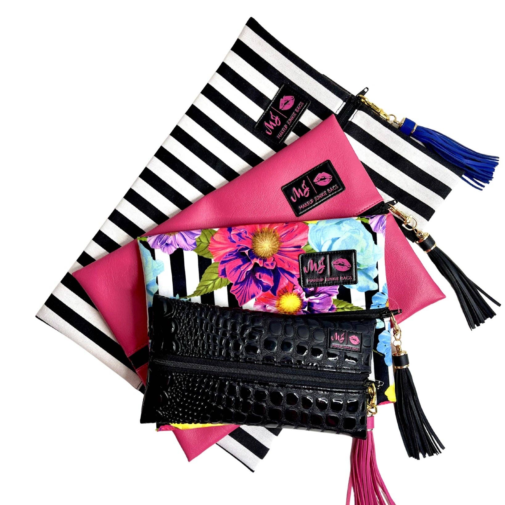 The Glam Striped Mixed Set by Makeup Junkie Bags - BFF Here