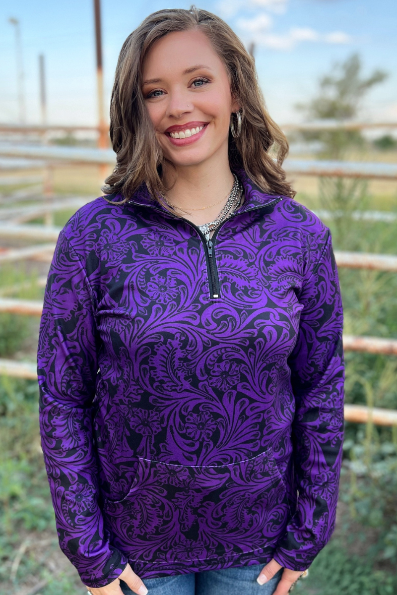 Tailgate Party Pullover Purple & Black by Sterling Kreek