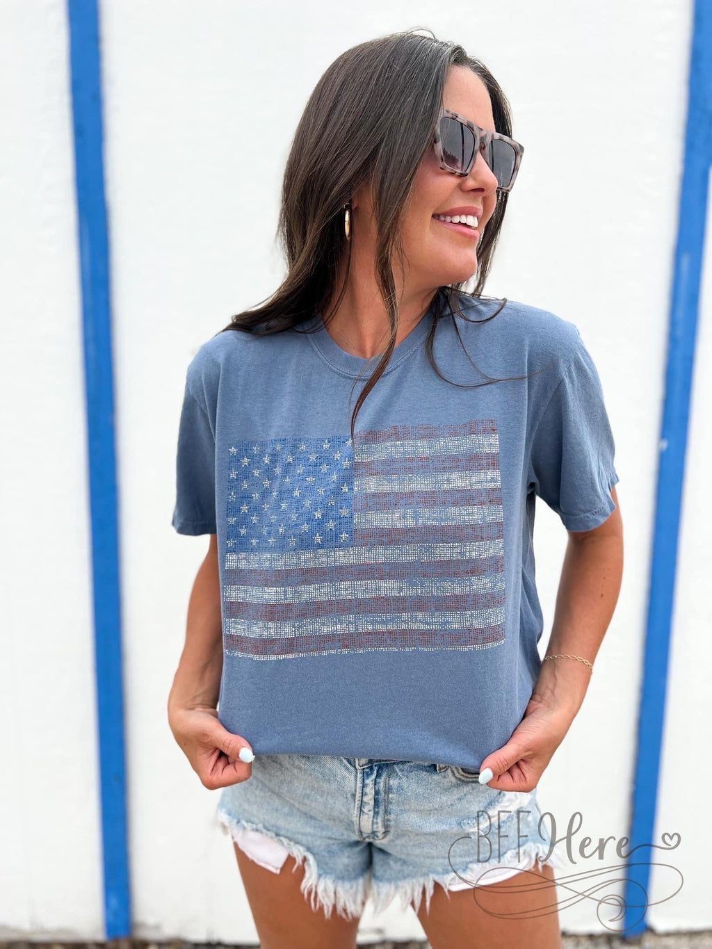 PREORDER-Vintage USA Flag T-shirt - BFF Here