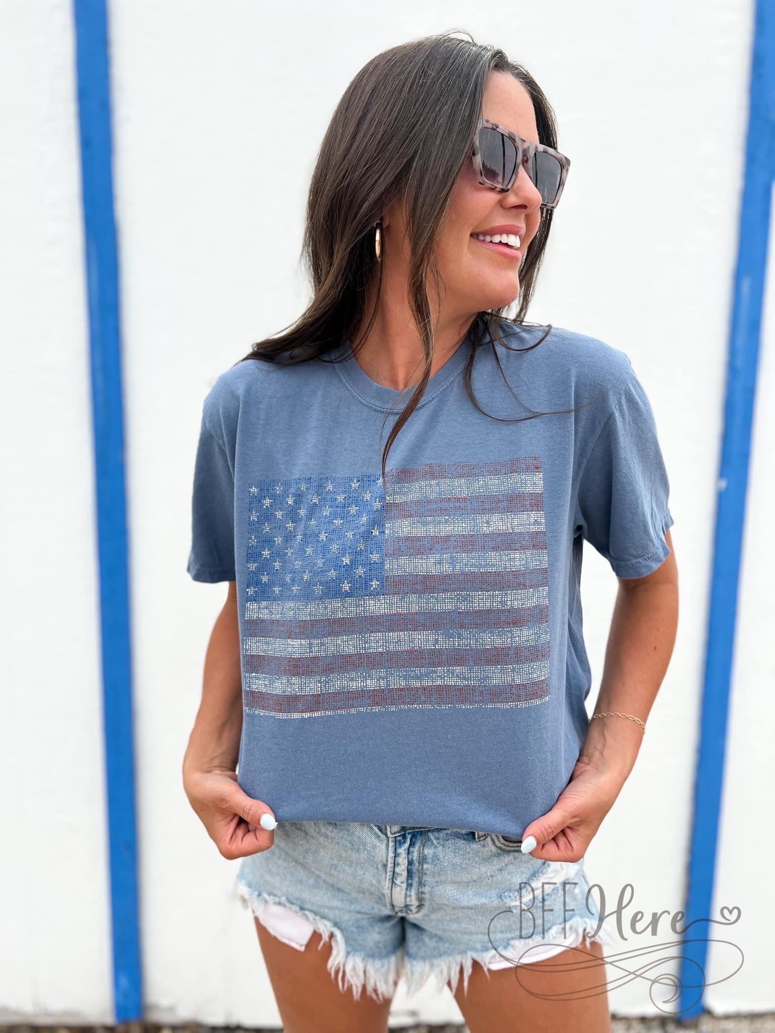 PREORDER-Vintage USA Flag T-shirt - BFF Here