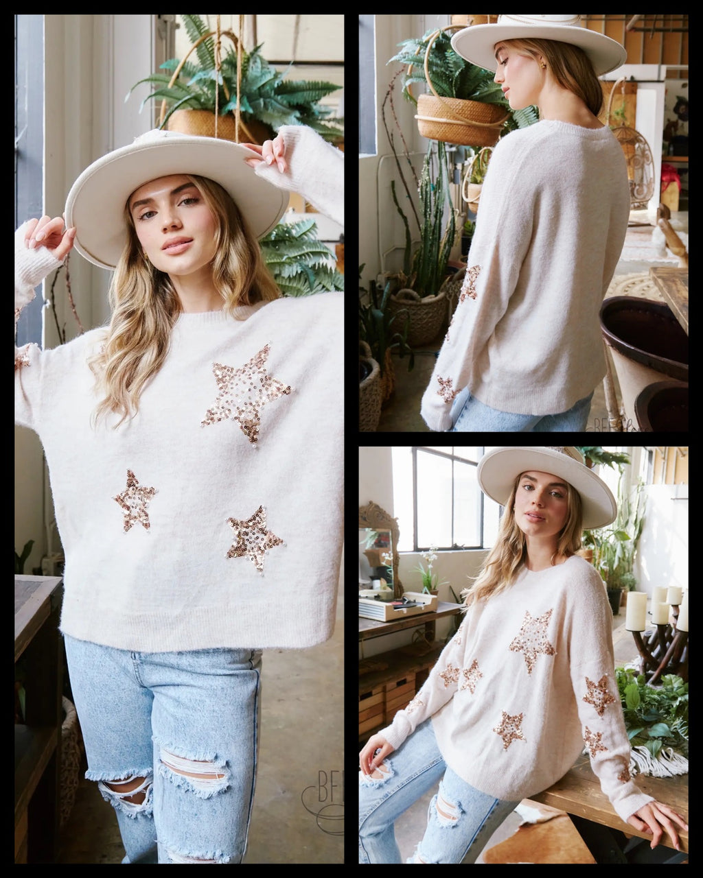 PREORDER: Cosmic Luxe: Sequin & Pearl Star Sweater - BFF Here