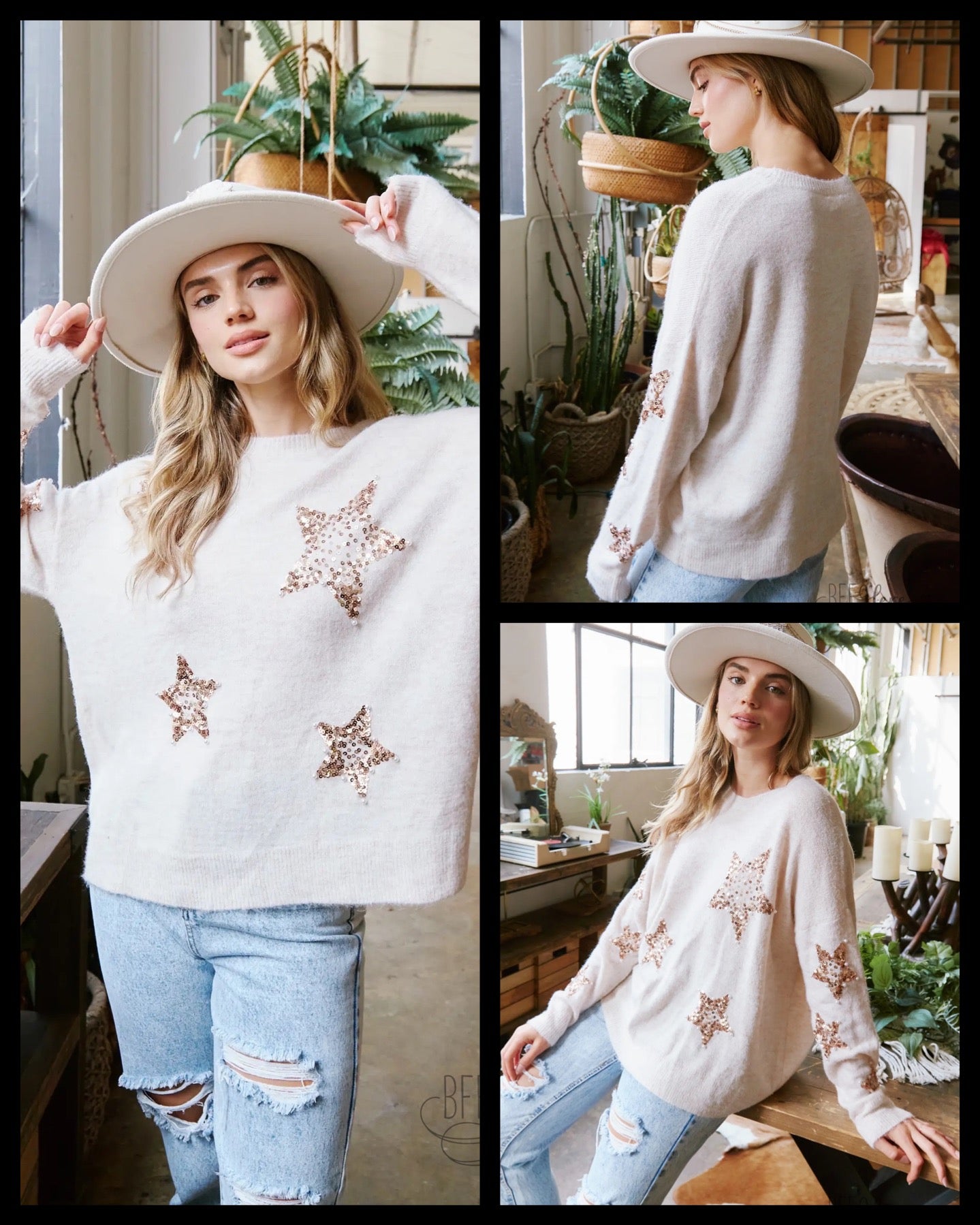 PREORDER: Cosmic Luxe: Sequin & Pearl Star Sweater - BFF Here