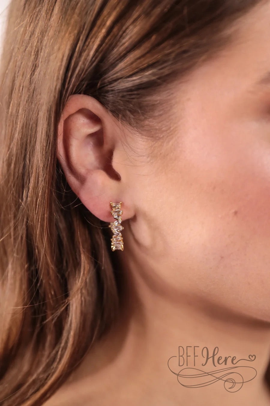 Unstoppable Rhinestone Hoop Earrings - BFF Here