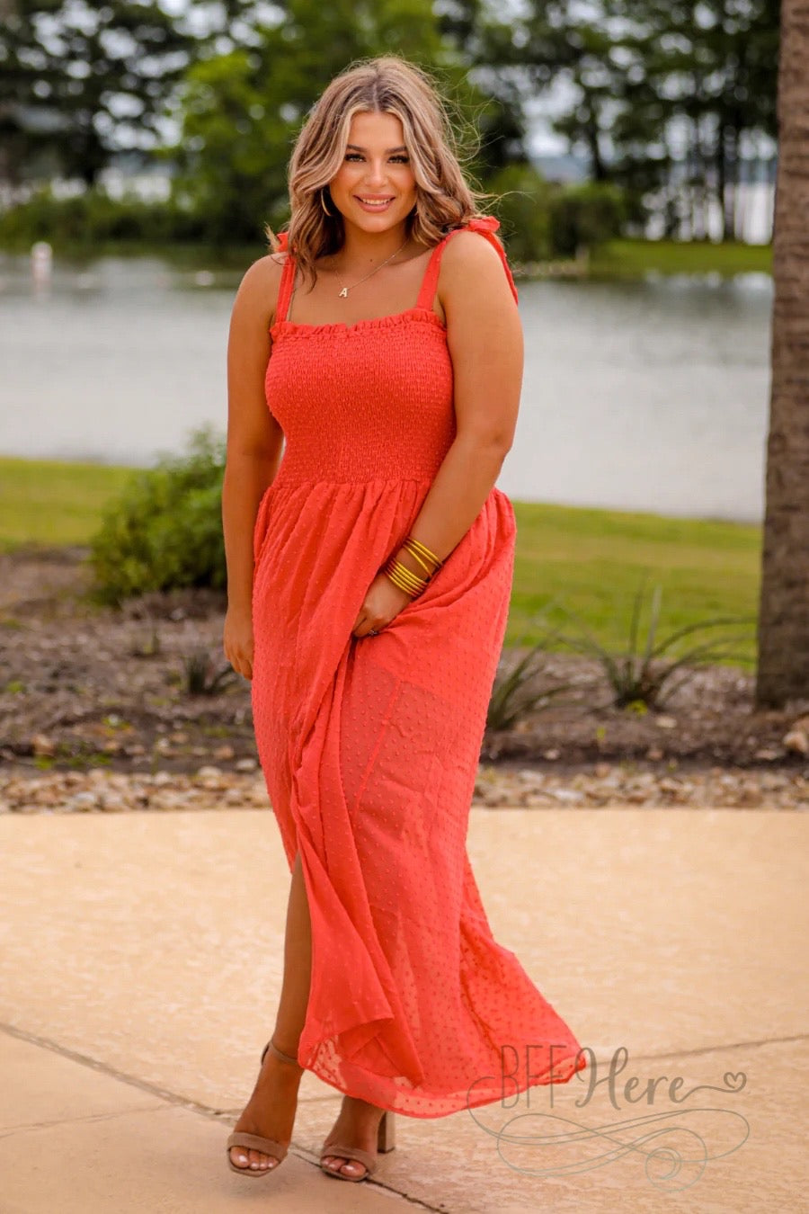 PREORDER-Barcelona Swiss Dot Maxi Dress - BFF Here