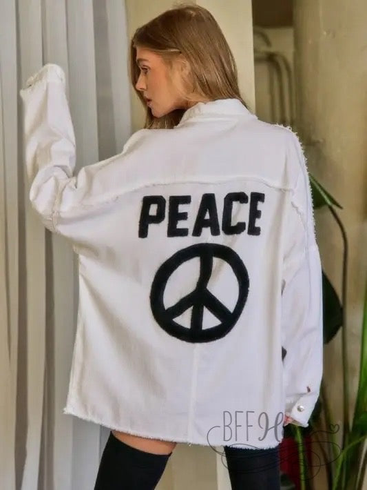 PREORDER—Peace Embroidered Jacket - BFF Here