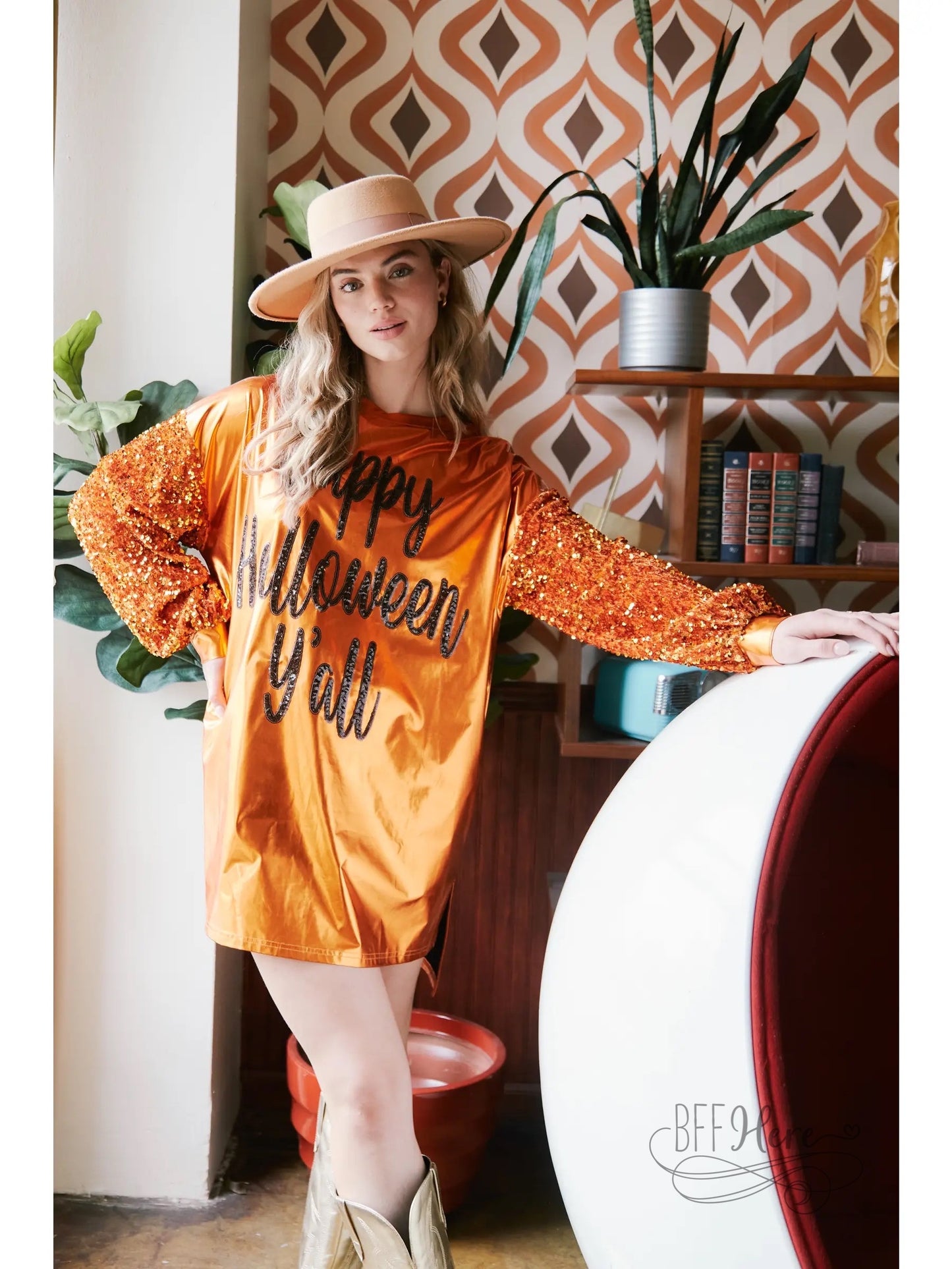 PREORDER: Happy Halloween Sequin Shirt Dress - BFF Here