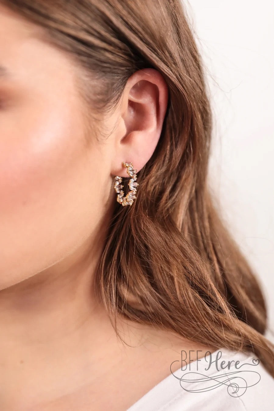 Unstoppable Rhinestone Hoop Earrings - BFF Here